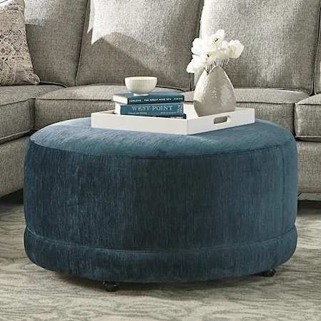 Round Contemporary Ottoman with Casters